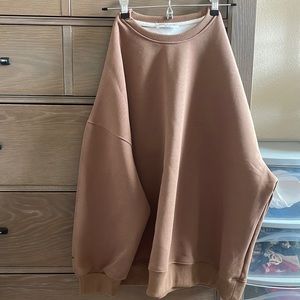 Smiley Face Pullover - Brown and White - One Size